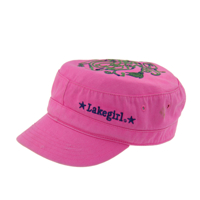 Chapeaux militaires brodés sur mesure en coton rose avec détresse lavés