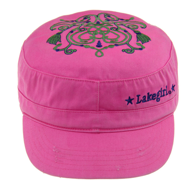 Chapeaux militaires brodés sur mesure en coton rose avec détresse lavés