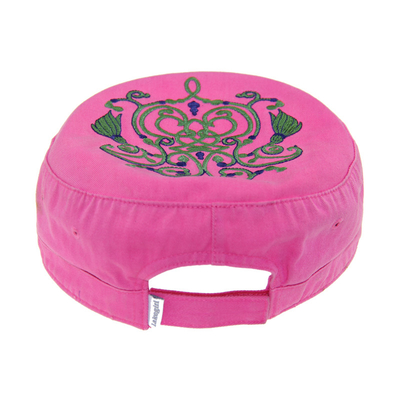 Chapeaux militaires brodés sur mesure en coton rose avec détresse lavés