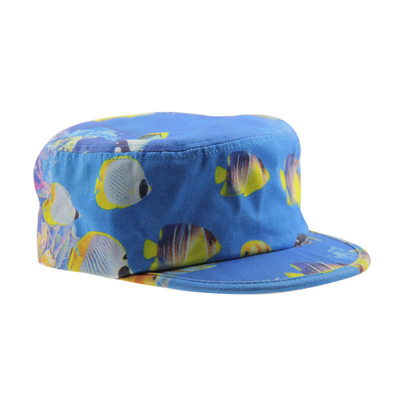 Imprimante à la mode Homme toile Chapeau de cadet Military Cap de rue Bordure plate