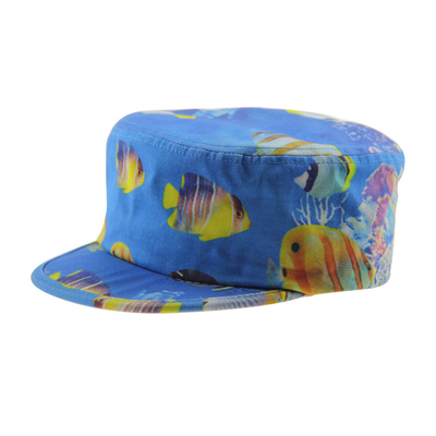 Imprimante à la mode Homme toile Chapeau de cadet Military Cap de rue Bordure plate