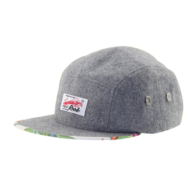 Mélange de laine personnalisé 5 panneaux casquettes de camping taille adulte non construit