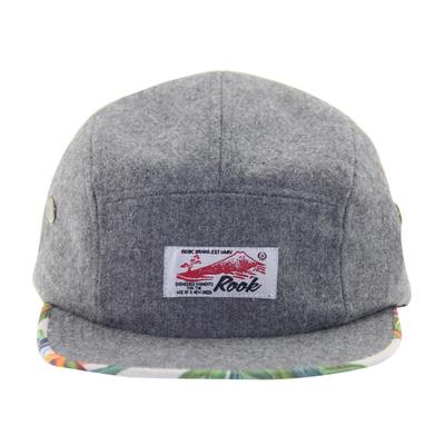 Mélange de laine personnalisé 5 panneaux casquettes de camping taille adulte non construit
