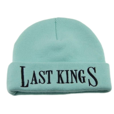 OEM Broderie bleu clair femme manchette bonnet chapeau chaud tricoté