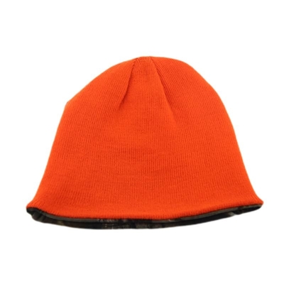 Unisexe camouflage réversible bonnet tricoté chapeaux personnalisés logo de broderie