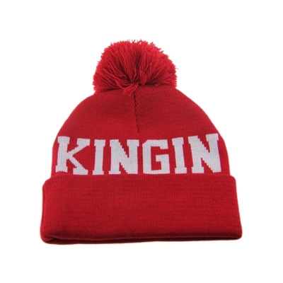 Pom Pom sur le dessus Bonnet tricoté avec logo Jacquard personnalisé