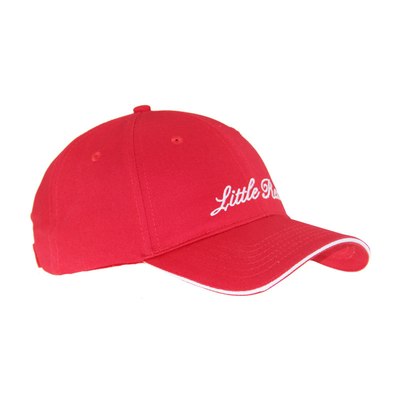 6 panneaux de broderie en coton rouge Casquettes de baseball, unisexe à profil bas Casquettes décontractées réglables