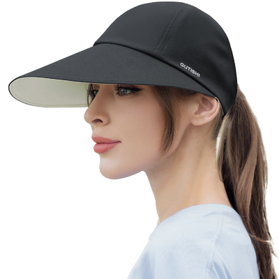 UPF 50+ Reversible Viseurs à grande bordure pour femmes Viseur solaire imprimé