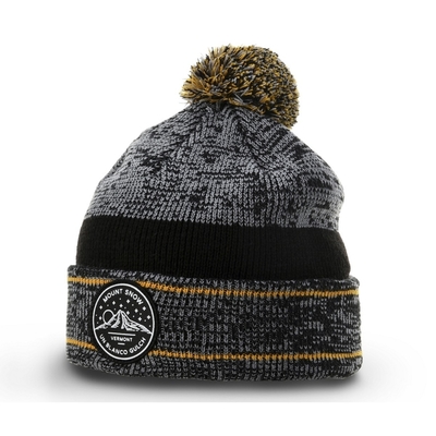 Chaud en hiver Homme Pom Pom Beanie Chapeau à cheval Beanie avec logo en caoutchouc