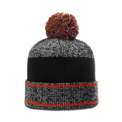 Chaud en hiver Homme Pom Pom Beanie Chapeau à cheval Beanie avec logo en caoutchouc