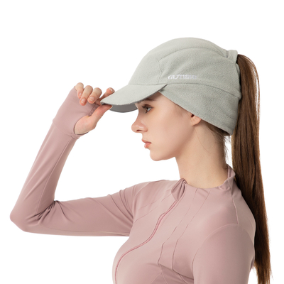 Chapeau à queue de cheval en laine pour femmes Chapeau d'hiver réfléchissant avec chauffage de l'oreille