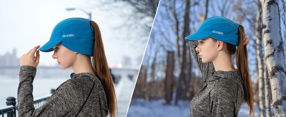 Chapeau à queue de cheval en laine pour femmes Chapeau d'hiver réfléchissant avec chauffage de l'oreille