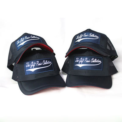ODM noir bleu de logo brodé par panneau de Drak Mesh Trucker Caps 5