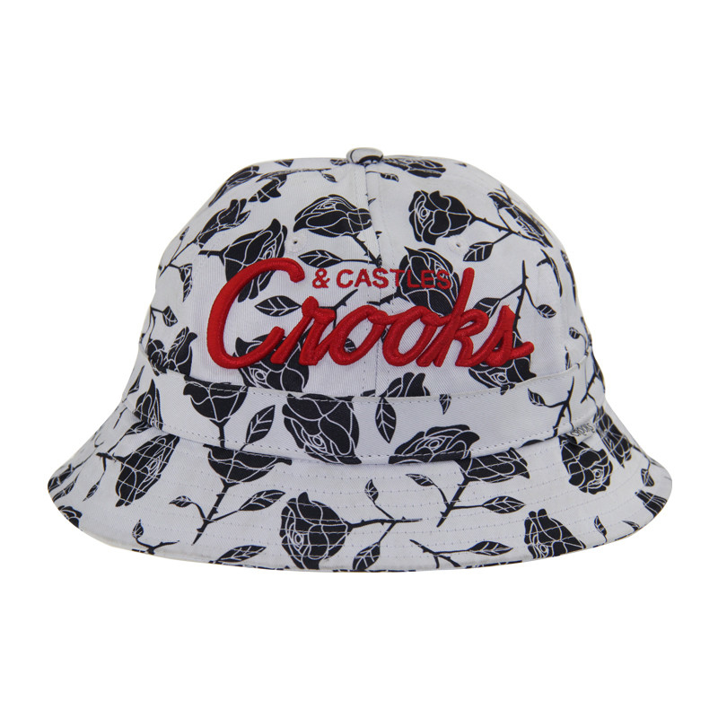 OEM 100% coton 6 panneaux chapeau à godet broderies chapeau à godet Taille réglable